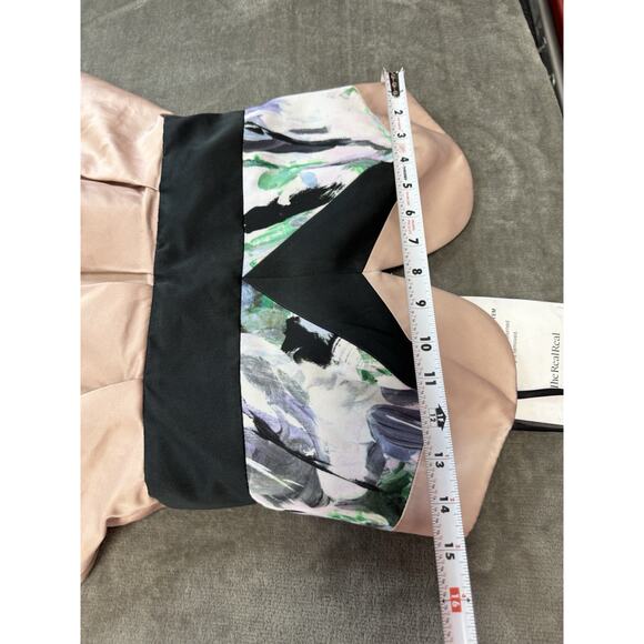 Milly Strapless Colorblock Floral Fit & Flare Dress XXS Cocktail - Picture 7 of 10